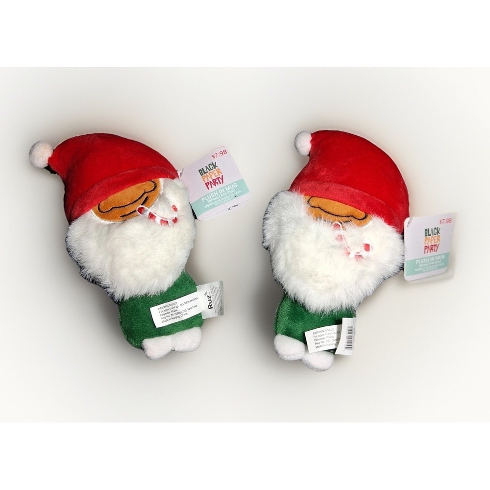 Black Paper Party Santa Gnome Plush Holiday Decor 2 Pack Red Green